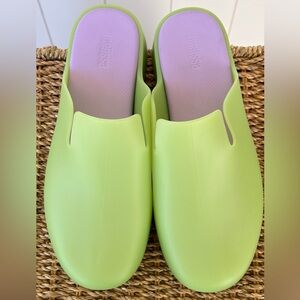 Melissa Brand Zoe Water Resistant Platform Clog Lime Green/Purple Slip On Size 7